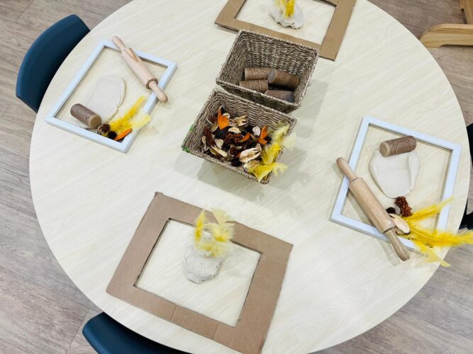 rolling pin stamps and feathers