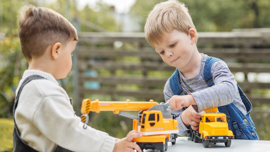 construction play1 boys playing with trucks