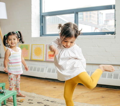 girls dancing hip hop at preschool