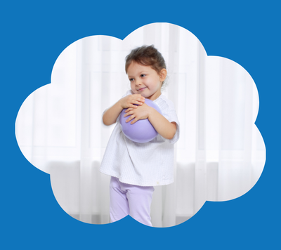 happy girl holding ball