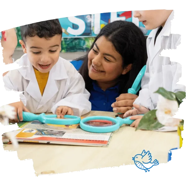 Educator and children STEM