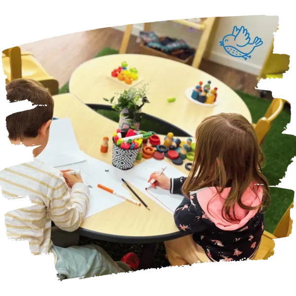 Children writing and drawing